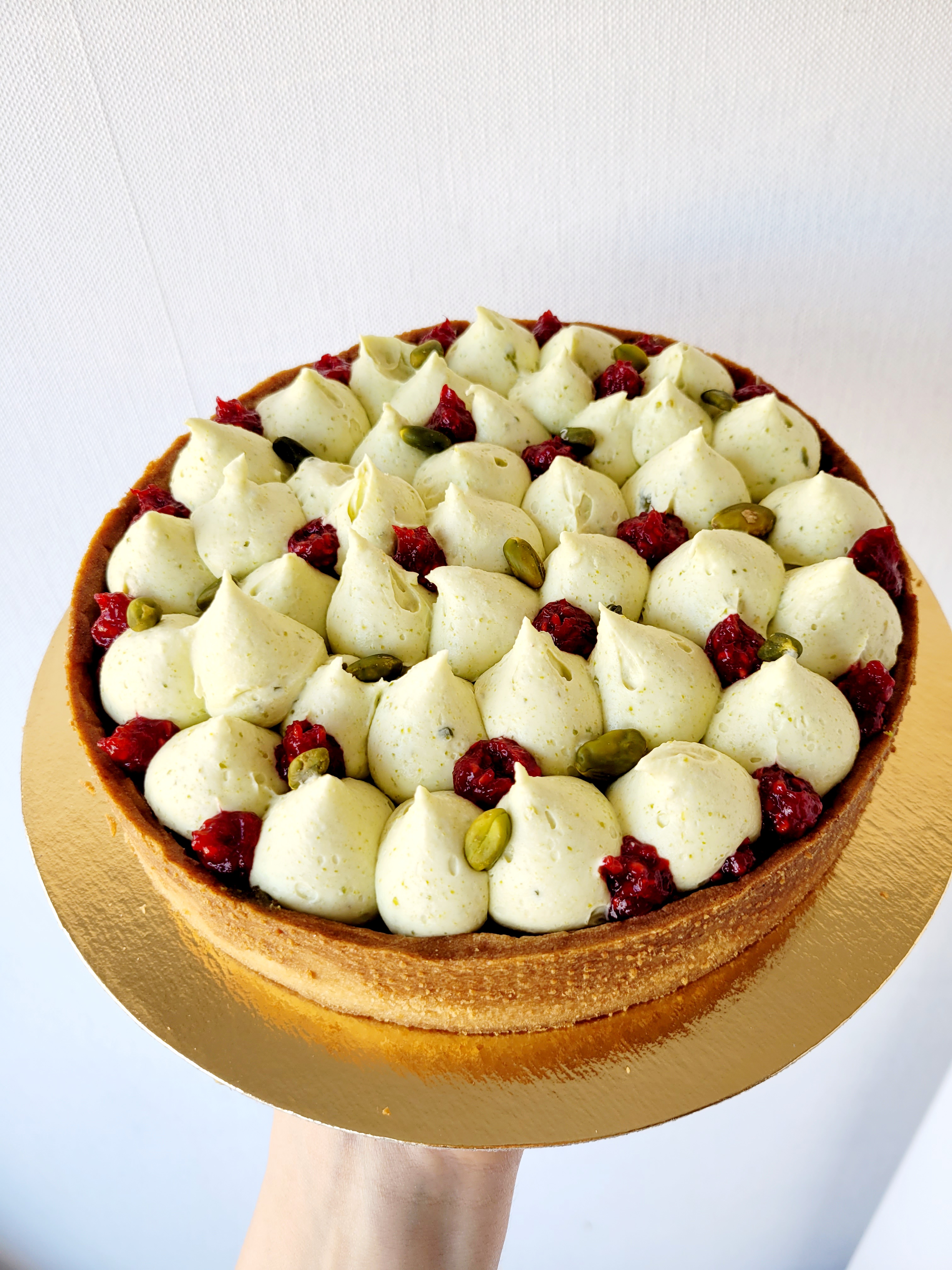 Tarte framboise pistache
